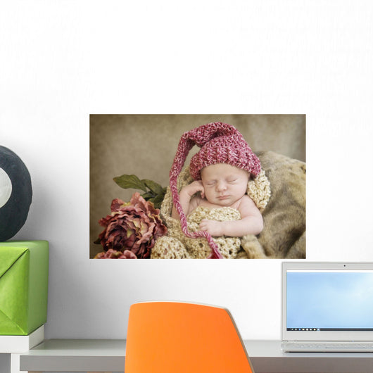 Sleeping Baby Wearing Hat Wall Mural