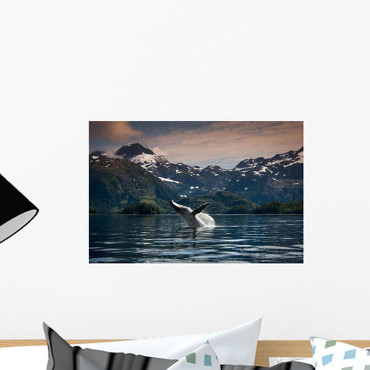 COMPOSITE Breaching Humpback whale in Prince William Sound Wall Mural