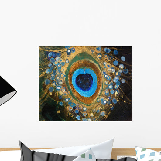 Painting resembling a peacock feather Wall Mural