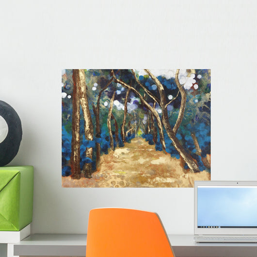 Painting of a path between the trees Wall Mural