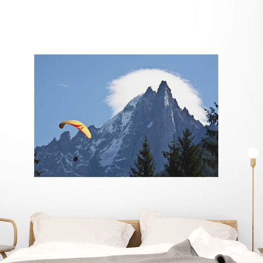 Paraglider above Chamonix-Mont Blanc valley Wall Mural