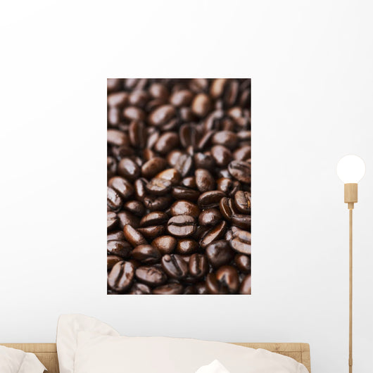 Medium dark roast Kona coffee beans close up Wall Mural