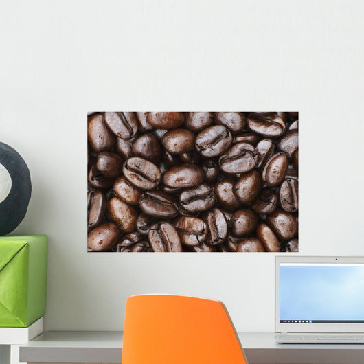 Medium dark roast Kona coffee beans close up Wall Mural