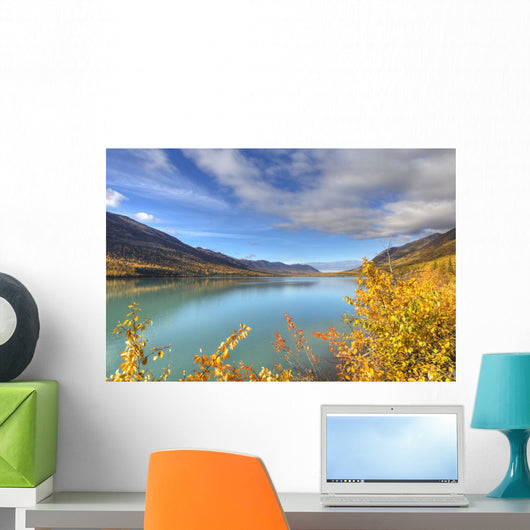 Fall foliage along Eklutna Lake in Chugach State Park Wall Mural