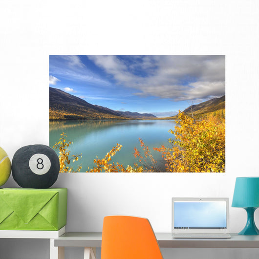 Fall foliage along Eklutna Lake in Chugach State Park Wall Mural