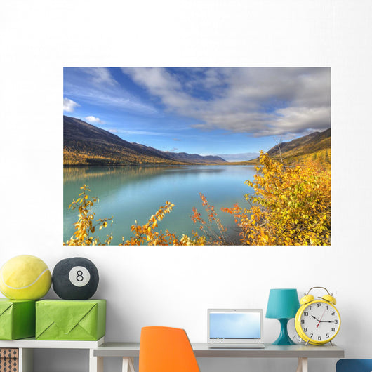Fall foliage along Eklutna Lake in Chugach State Park Wall Mural