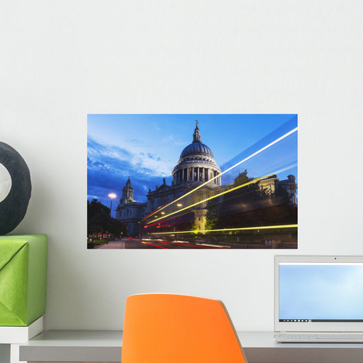 St Paul's Cathedral and light trails Wall Mural