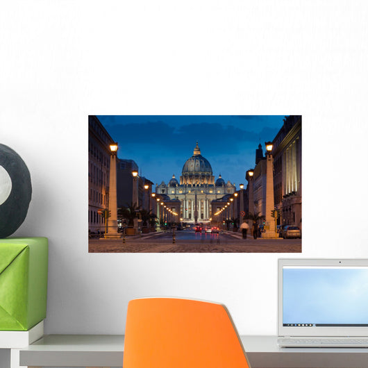 The magnificent evening view of St. Peter's Basilica in Rome Wall Mural