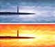 Blue and orange lighthouse banners Wall Mural