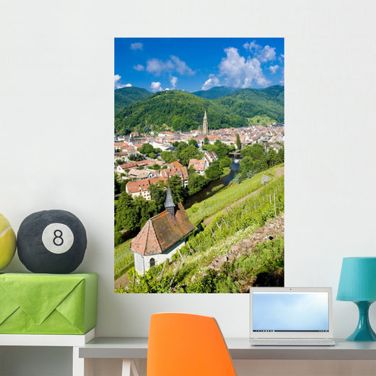 grand cru vineyard and Chapel of St. Urban, Thann, Alsace, Franc Wall Mural