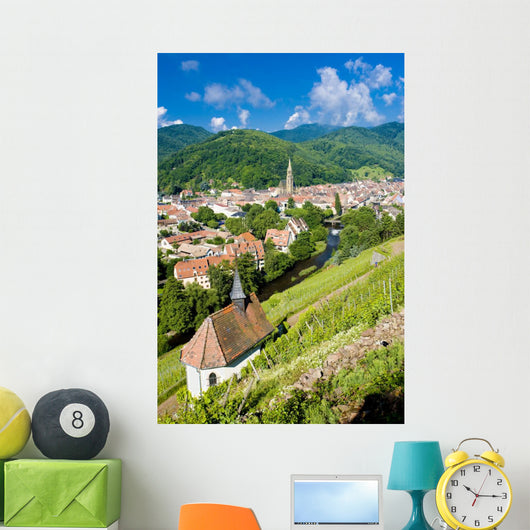 grand cru vineyard and Chapel of St. Urban, Thann, Alsace, Franc Wall Mural