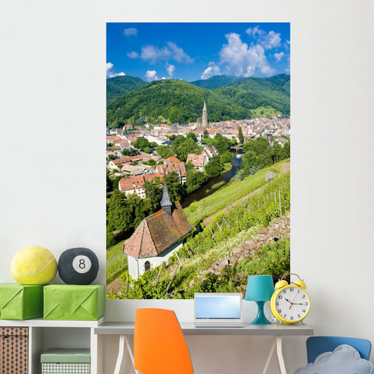 grand cru vineyard and Chapel of St. Urban, Thann, Alsace, Franc Wall Mural