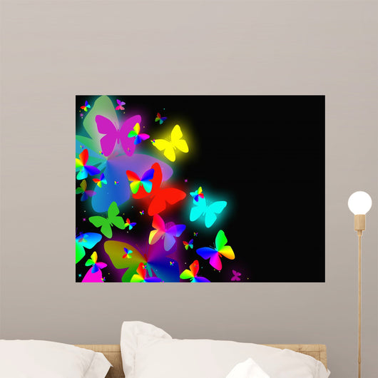 Abstract with Colorful Butterfly Wall Mural