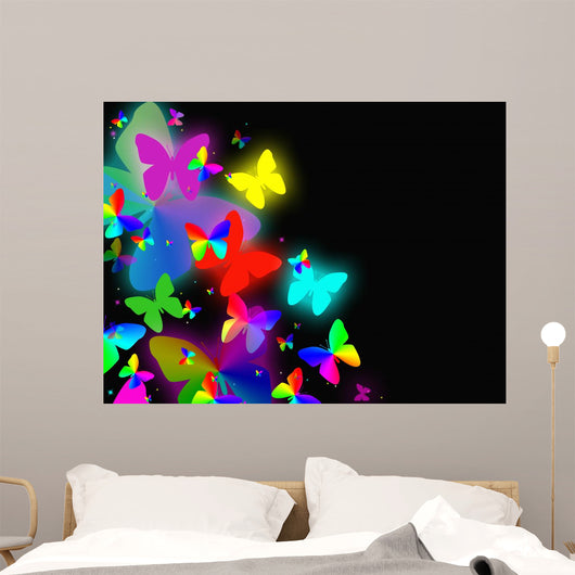 Abstract with Colorful Butterfly Wall Mural