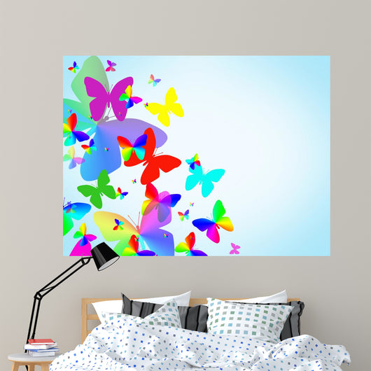 Abstract with Colorful Butterfly Wall Mural