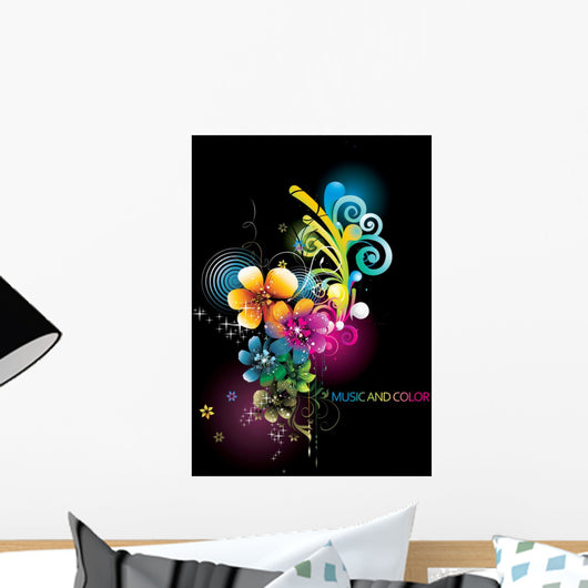 neon flowers vector Wall Mural