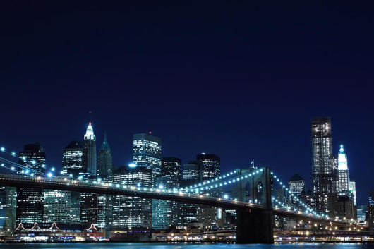 Brooklyn Bridge and Manhattan Skyline at Night Wall Mural