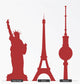 Silhouettes of big cities' monuments; New York, Paris and Berlin Wall Decal