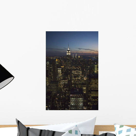 New York City buildings illuminated at nighttime Wall Mural