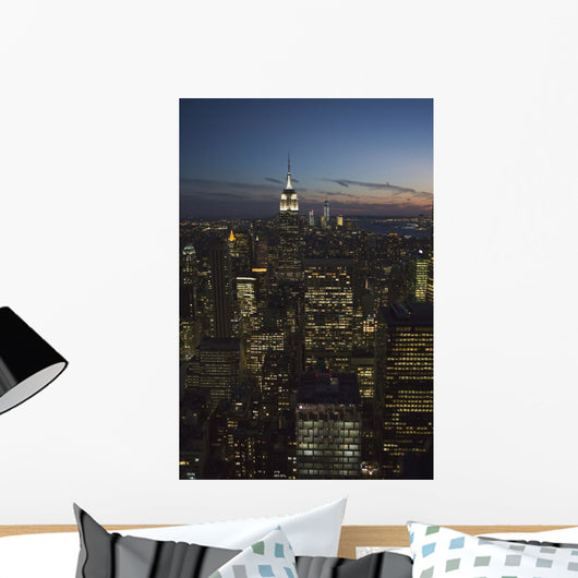 New York City buildings illuminated at nighttime Wall Mural