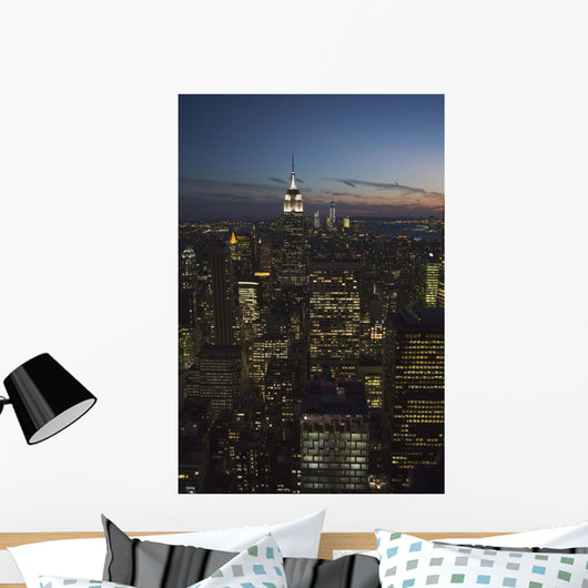 New York City buildings illuminated at nighttime Wall Mural