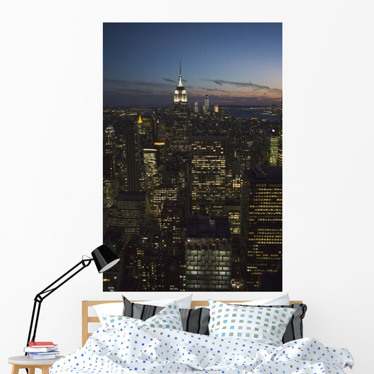 New York City buildings illuminated at nighttime Wall Mural