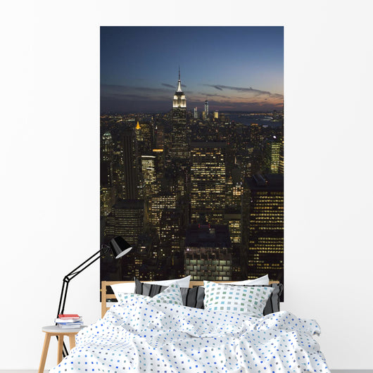 New York City buildings illuminated at nighttime Wall Mural