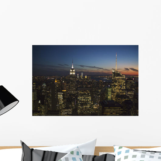New York City buildings illuminated at nighttime Wall Mural