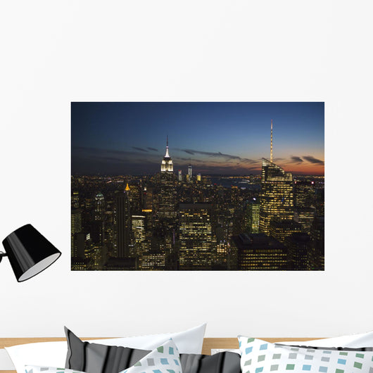 New York City buildings illuminated at nighttime Wall Mural