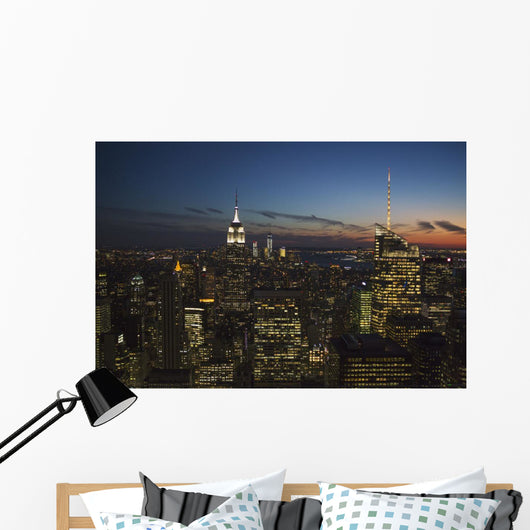 New York City buildings illuminated at nighttime Wall Mural