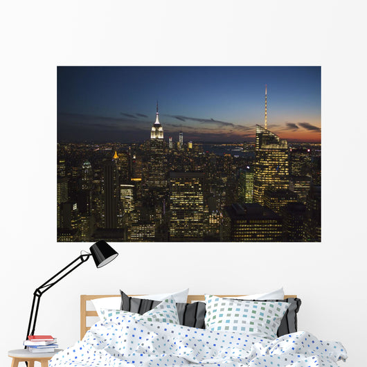 New York City buildings illuminated at nighttime Wall Mural