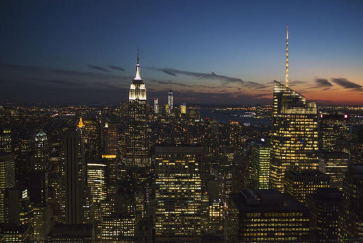 New York City buildings illuminated at nighttime Wall Mural