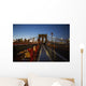 Pedestrian path on Brooklyn Bridge heading into Manhattan at night Wall Mural