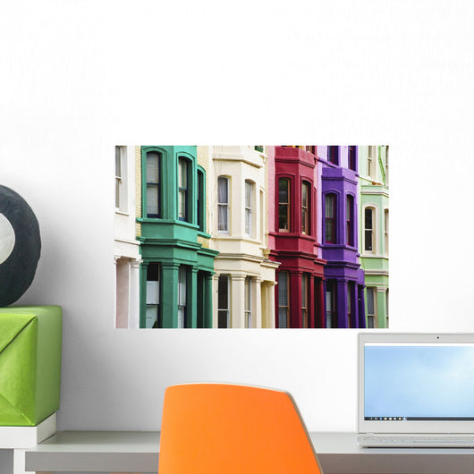 Colourful residential buildings in a row, Notting Hill Wall Mural