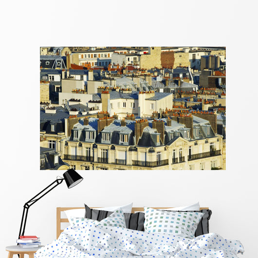 Residential buildings and chimneys on the rooftops Wall Mural