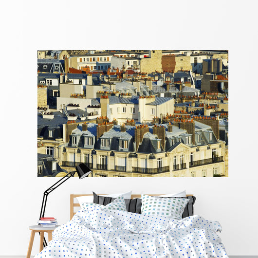 Residential buildings and chimneys on the rooftops Wall Mural