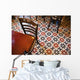 Decorative black and white pattern on the flooring of a restaurant Wall Mural