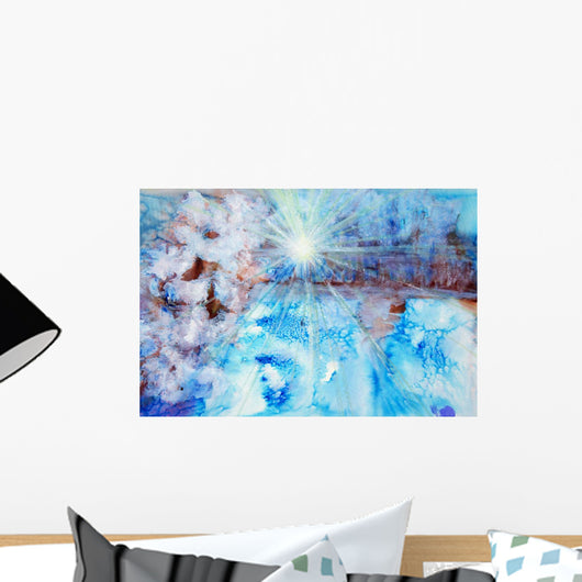 Abstract watercolour painting with a starburst Wall Mural