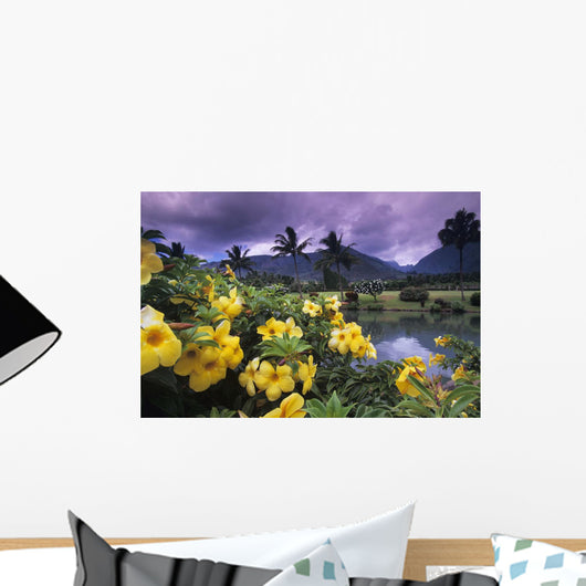 Hawaii, Maui, Yellow flowers at the Waikapu Valley Tropical Plantation Wall Mural