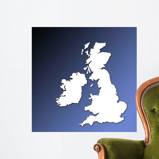 Uk and Ireland Map Outline Wall Mural