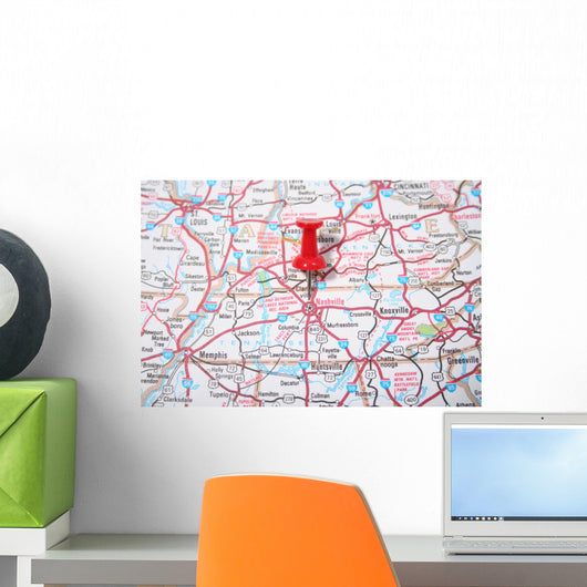 Nashville Tennessee on the Map Wall Mural