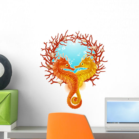 Seahorse love frame Wall Decal