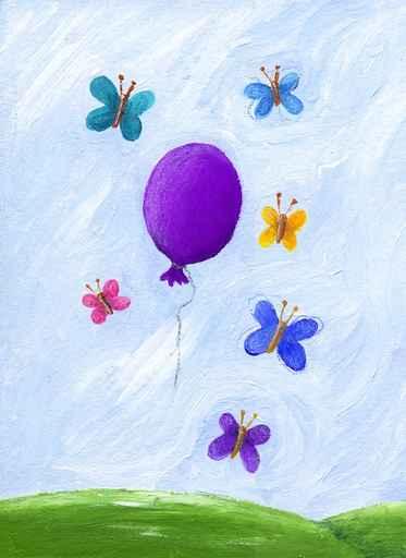 Butterflies and Purple Balloon Wall Decal