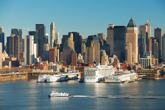 NEW YORK CITY SKYLINE WITH BOATS Wall Mural