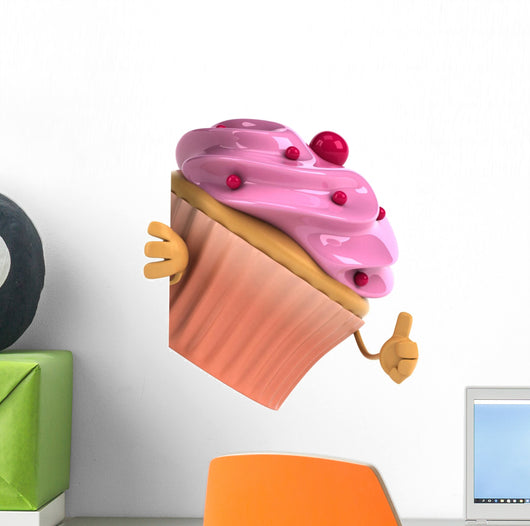 Cupcake and White Panel Wall Decal