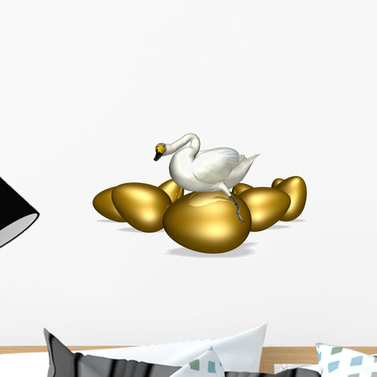 goose sitting on golden egg Wall Decal