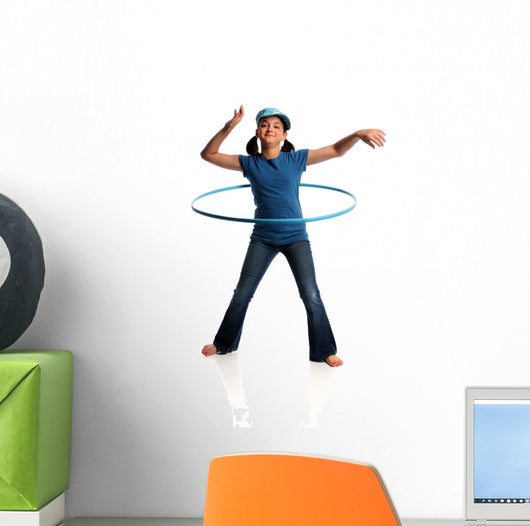Young Girl With Hula Hoop Wall Decal