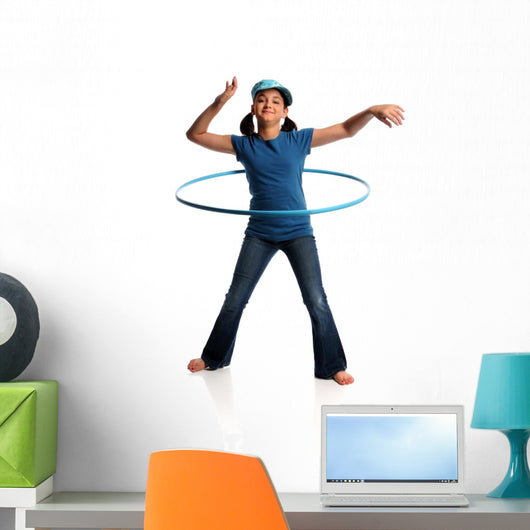 Young Girl With Hula Hoop Wall Decal
