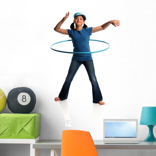 Young Girl With Hula Hoop Wall Decal