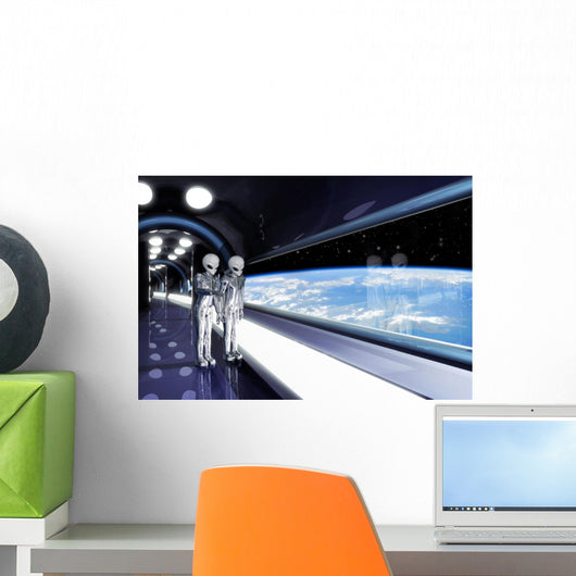 aliens looking down Wall Mural